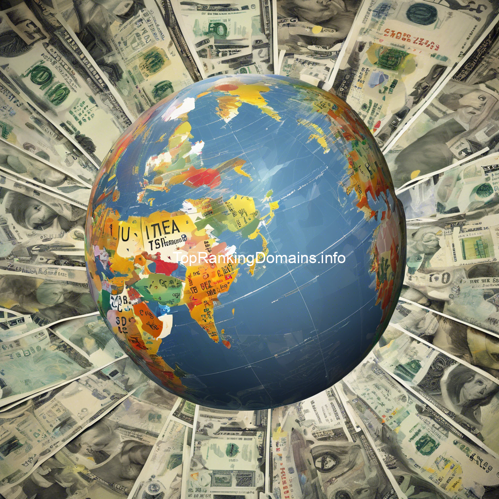 A colorful globe centered on North America surrounded by scattered U.S. dollar bills, with a "Sidra Coin" overlay on the U.S. region of the globe.