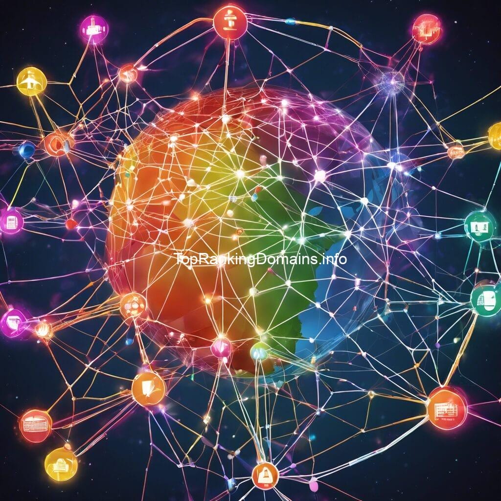 A colorful representation of a global network with interconnected nodes and symbols of various currencies, signifying the interconnectedness of world economies and digital finance.